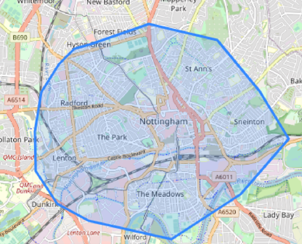 Catchment area map
